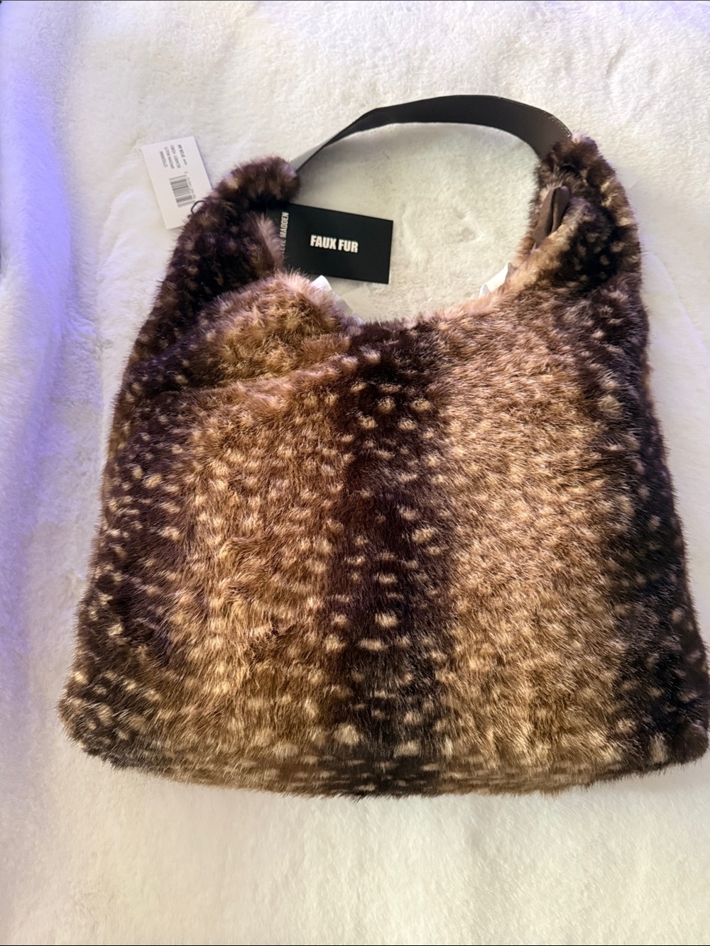 Steve Madden Faux Fur Brown Shoulder Bag - Women's Fashion Tote